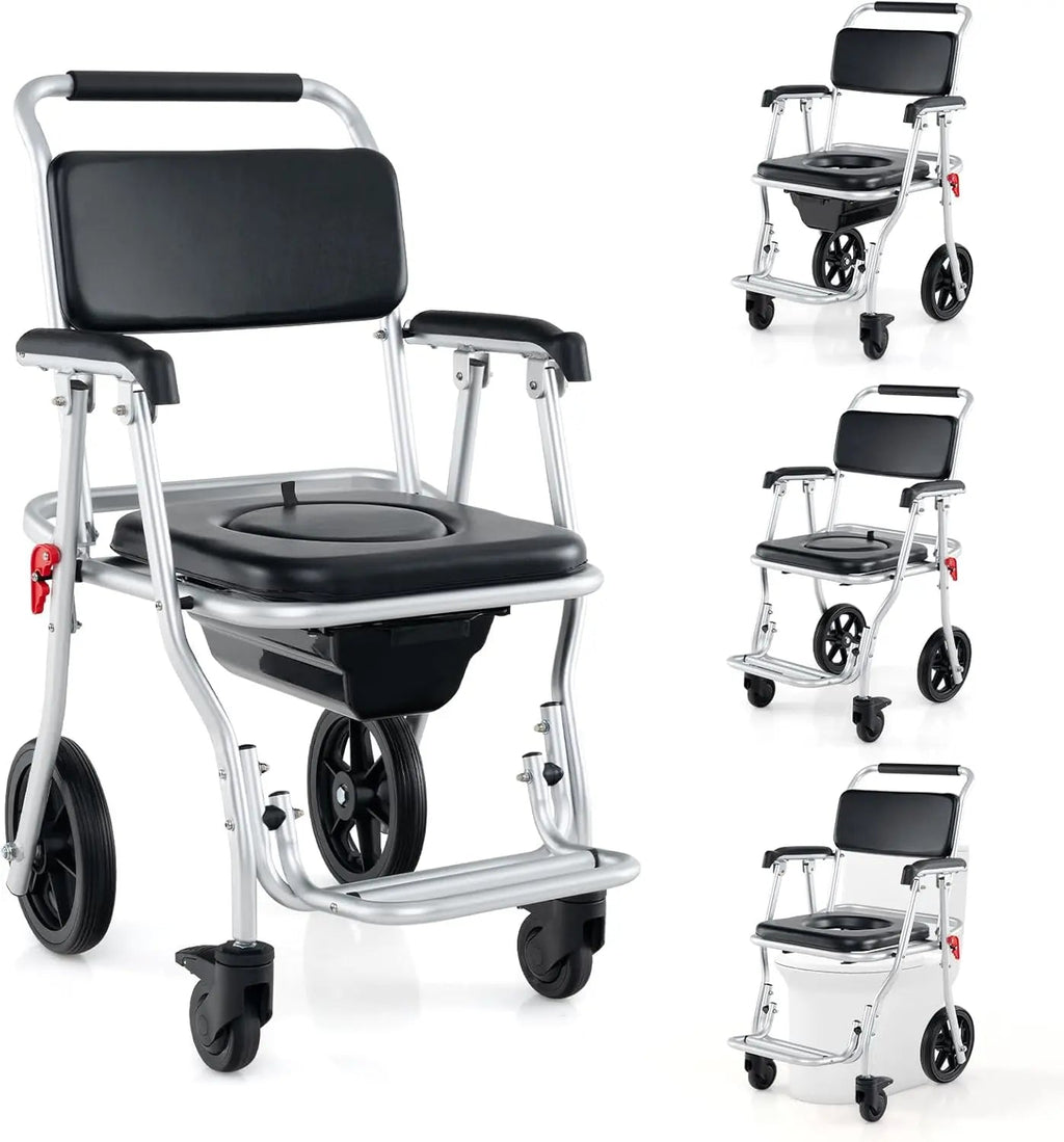 Pitts Foldable Elderly Shower Commode Wheelchair