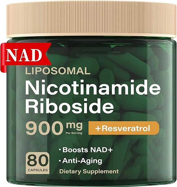 Liposomal Nicotinamide Riboside 900mg Resveratrol & Quercetin – NAD Supplement Plus for Anti Aging, Cellular Energy & Improve Health- 80 Capsules