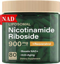Liposomal Nicotinamide Riboside 900mg Resveratrol & Quercetin – NAD Supplement Plus for Anti Aging, Cellular Energy & Improve Health- 80 Capsules