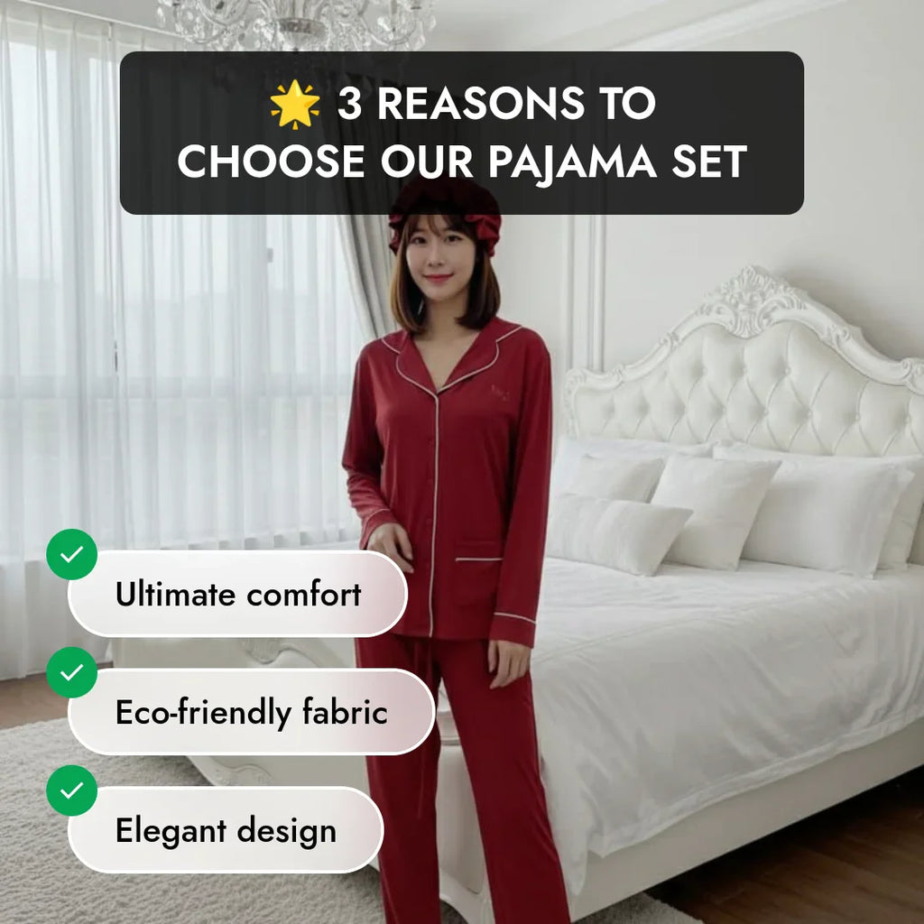 Softest Tencel Modal Pajama Set with Bonnet | Luxury Sleepwear