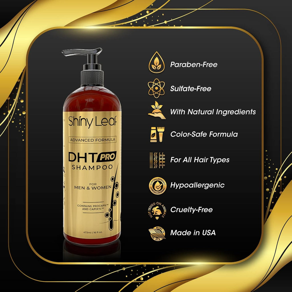DHT Pro Shampoo with Procapil and Capixyl for Anti-Hair Loss 16 oz Shiny Leaf