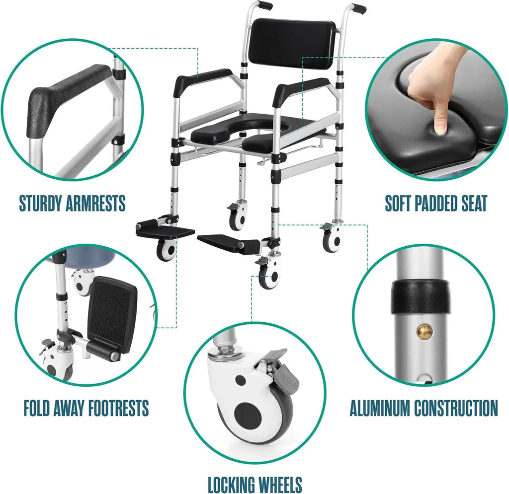 Naima Elderly Shower Commode Wheelchair