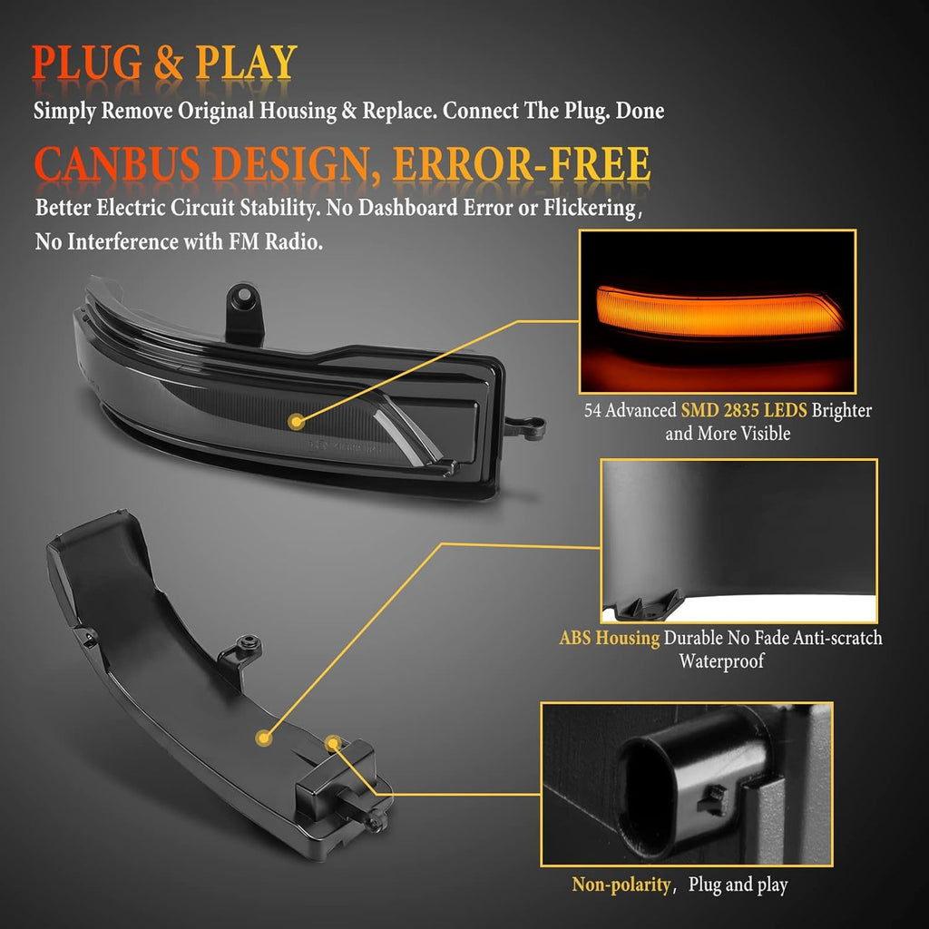 2019-2024 Ram 1500 & TRX Clear Smoked Amber Scanning LED Mirror Lights