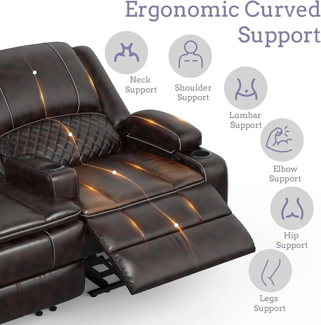 Leather 2 Seater Recliner Sofa Couch