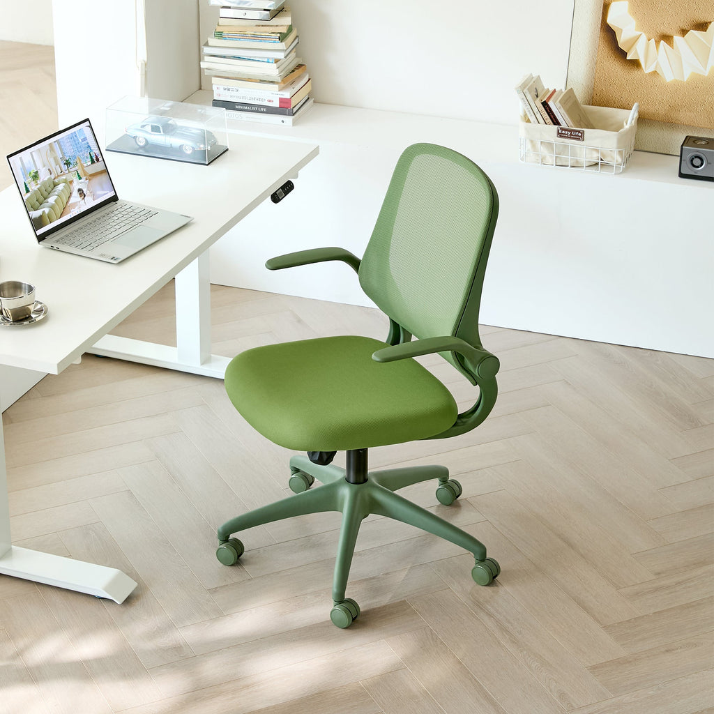 Ergonomic Office Chair Mesh High-Back Green 350 LB Flip-Up Arms Swivel