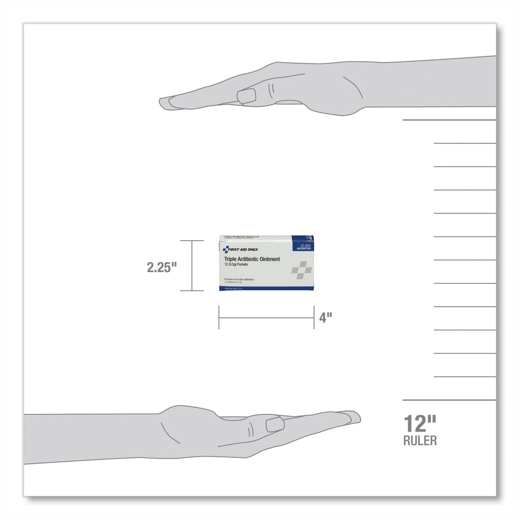 PhysiciansCare First Aid Kit Refill Triple Antibiotic Ointment, Packet, 12/Box