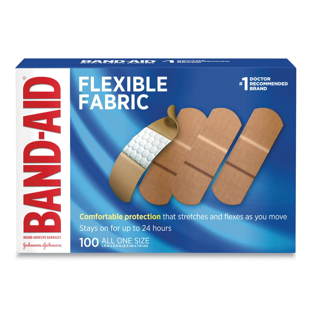 BAND-AID Flexible Fabric Adhesive Bandages, 1 x 3, 100/Box