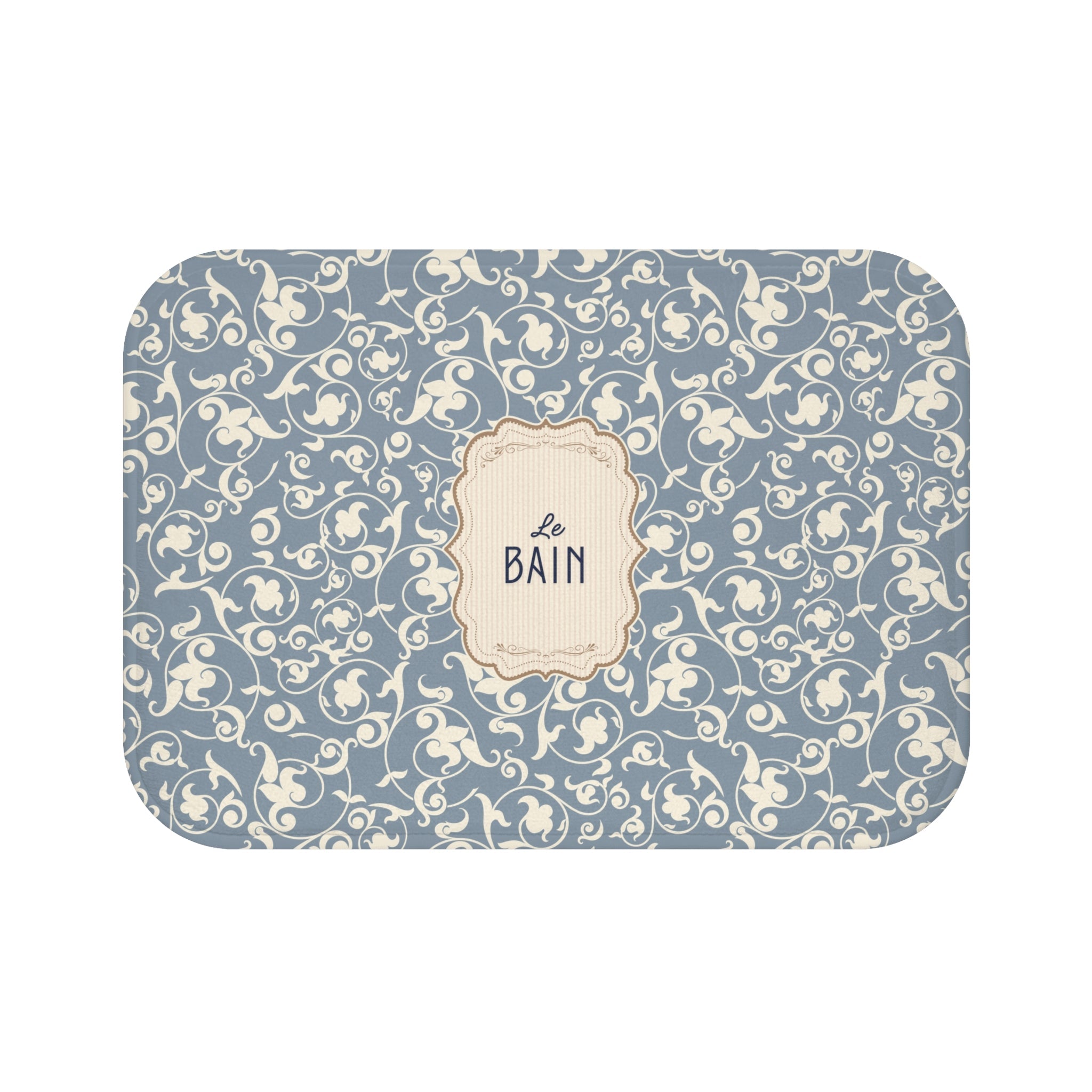 Le Bain Vintage Floral Bath Mat, Grey-Blue Pattern