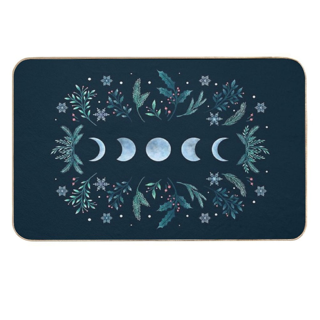 Moonlit Garden-Teal Snow  Dirt-Trapping Bath Mat