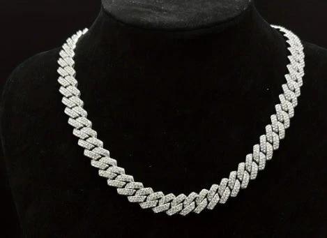 14mm Diamond-Encrusted Rhombus Necklace For Men