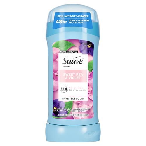 Suave Deodorant For Women, Sweet Pea And Violet, Antiperspirant & Deodorant Stick 48-Hour Odor And Wetness Protection For Women 2.6 Oz