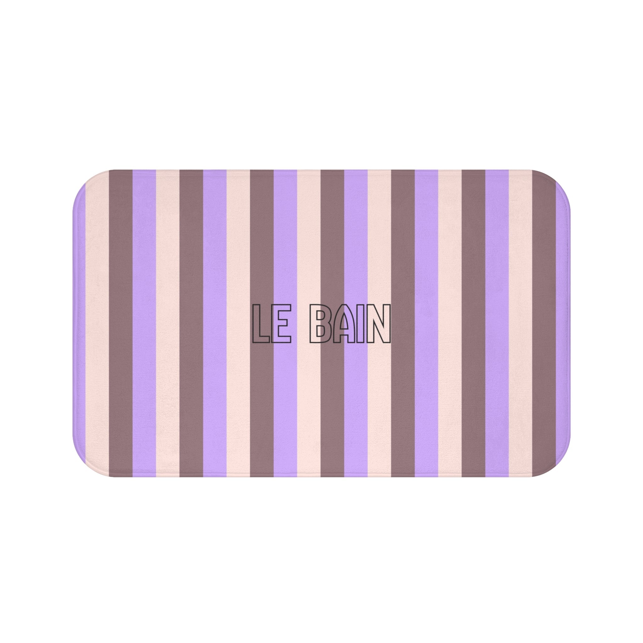 Le Bain Striped Bath Mat — Lavender & Taupe Modern Bathroom Rug