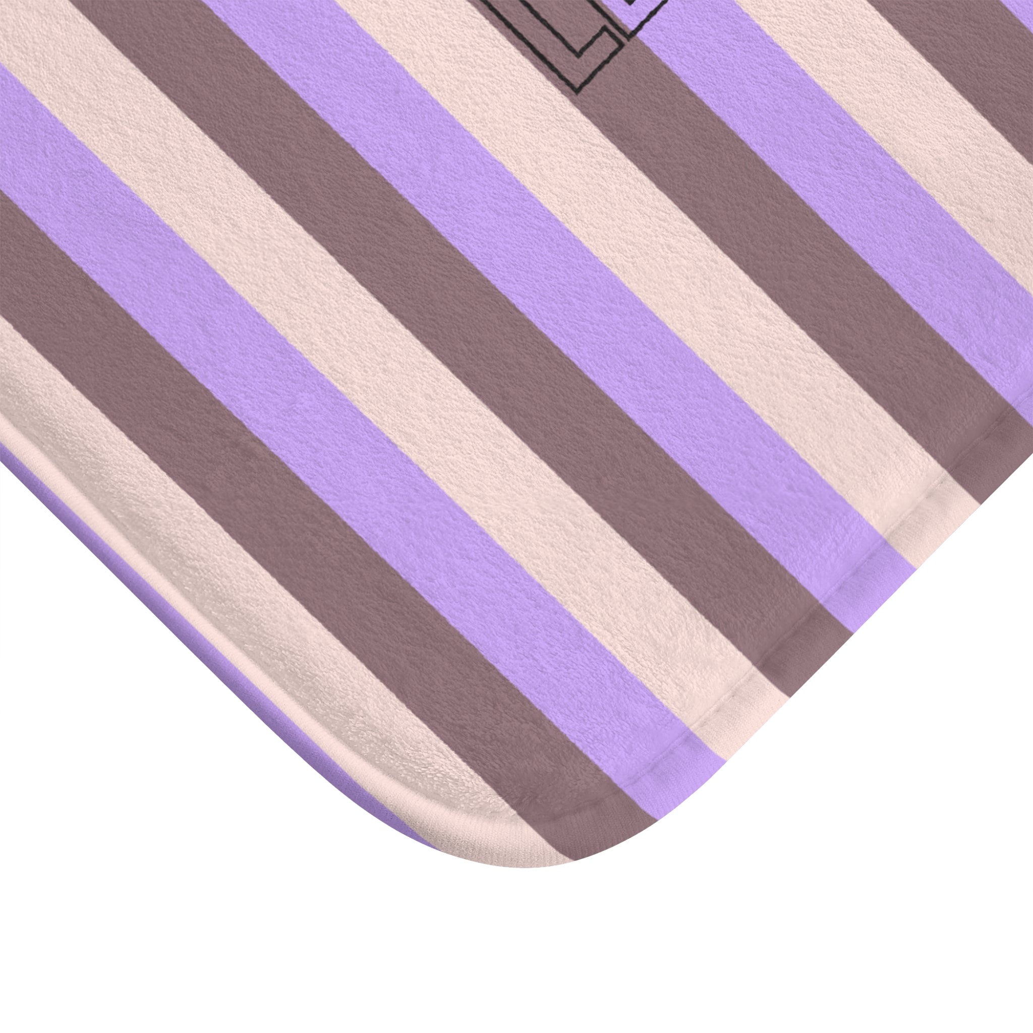 Le Bain Striped Bath Mat — Lavender & Taupe Modern Bathroom Rug