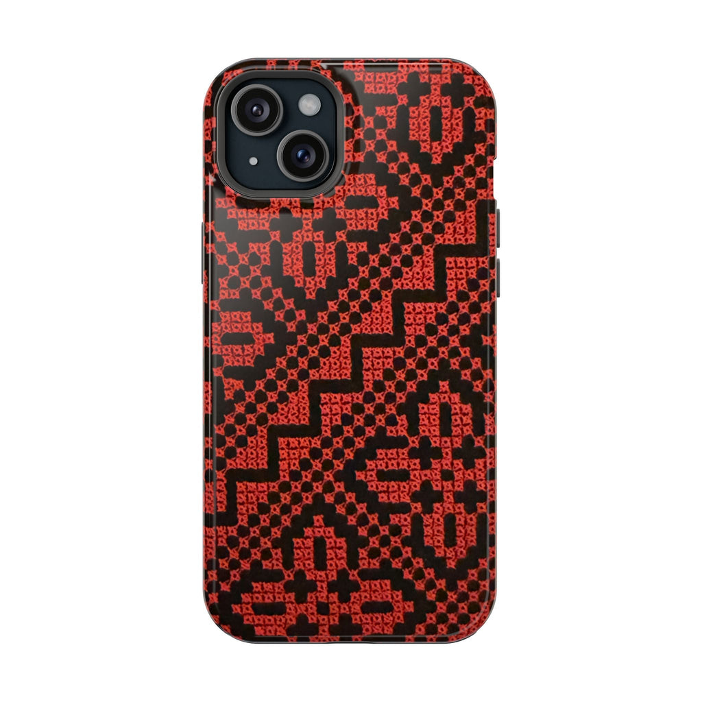 Red and Black Tatreez Design - Iphone Magnetic Tough Case