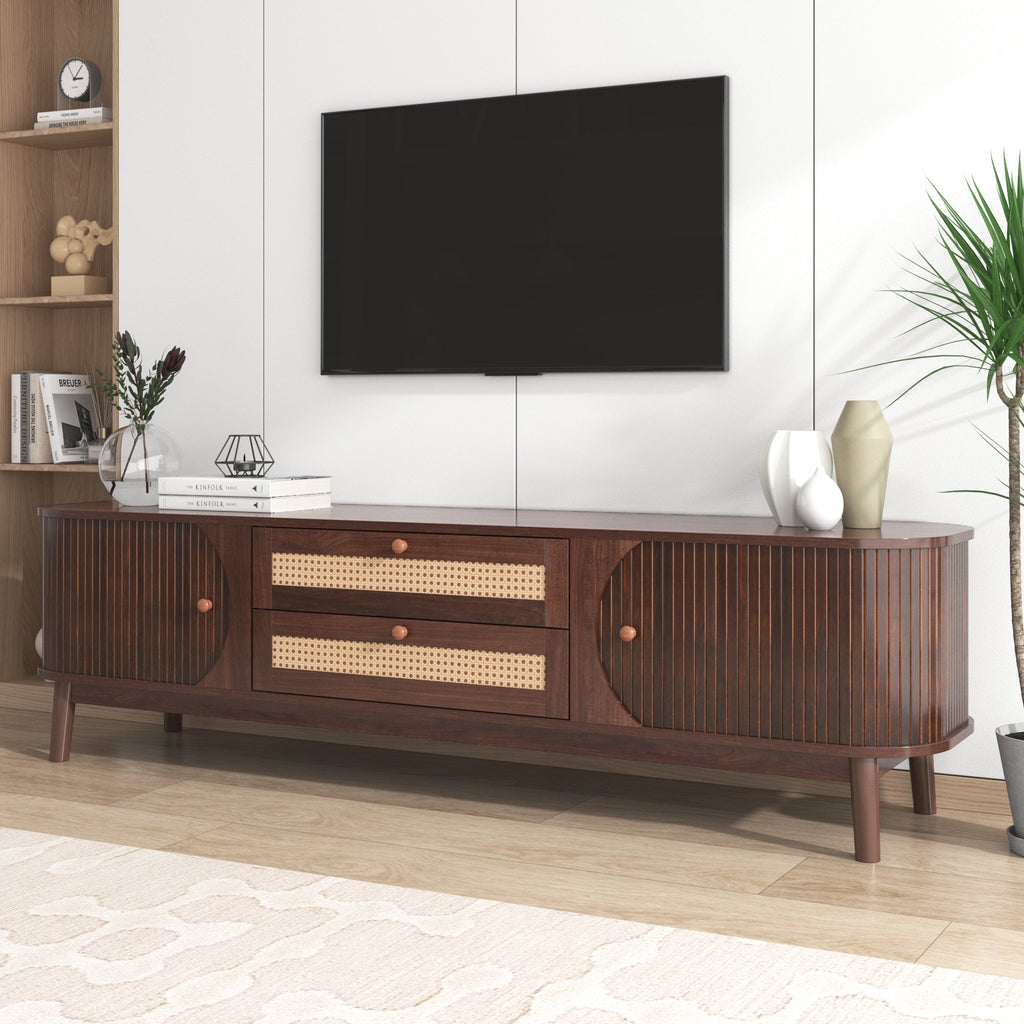 Modern Farmhouse Rattan TV Stand