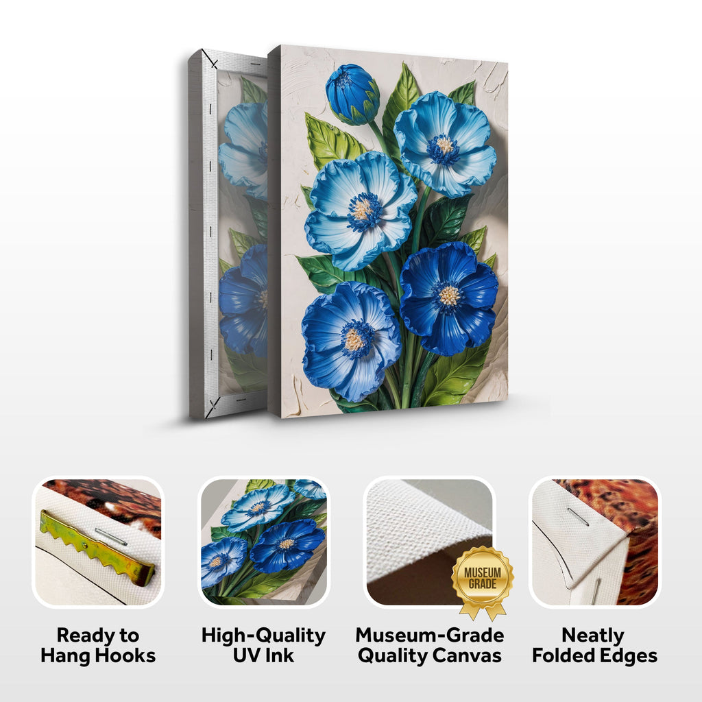 Blue Blossom Bouquet Impasto Wall Art