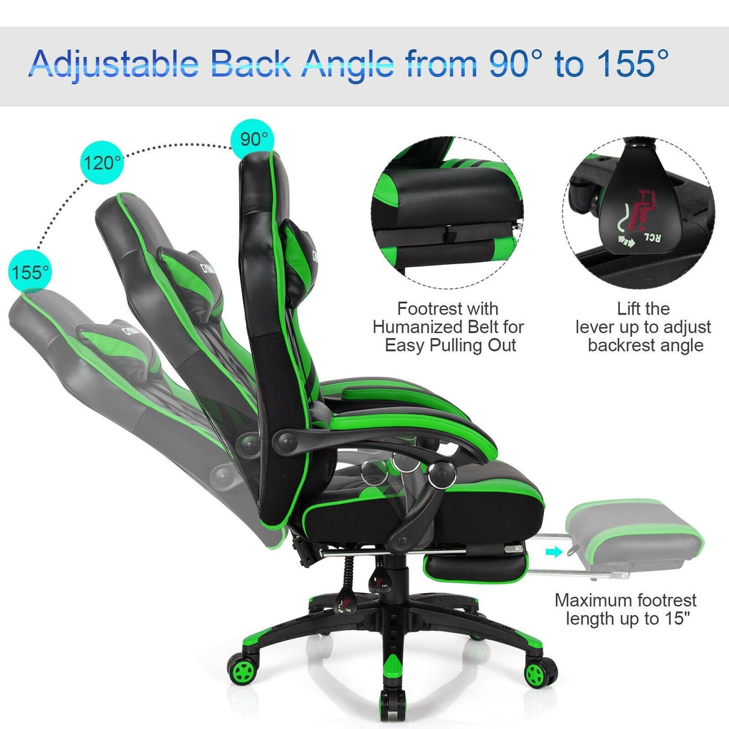 Adjustable Gaming Chair with Footrest