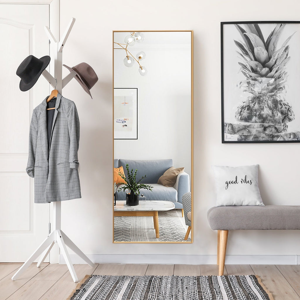 59 Inch Full Length Mirror Large Rectangle Bedroom Mirror-Golden