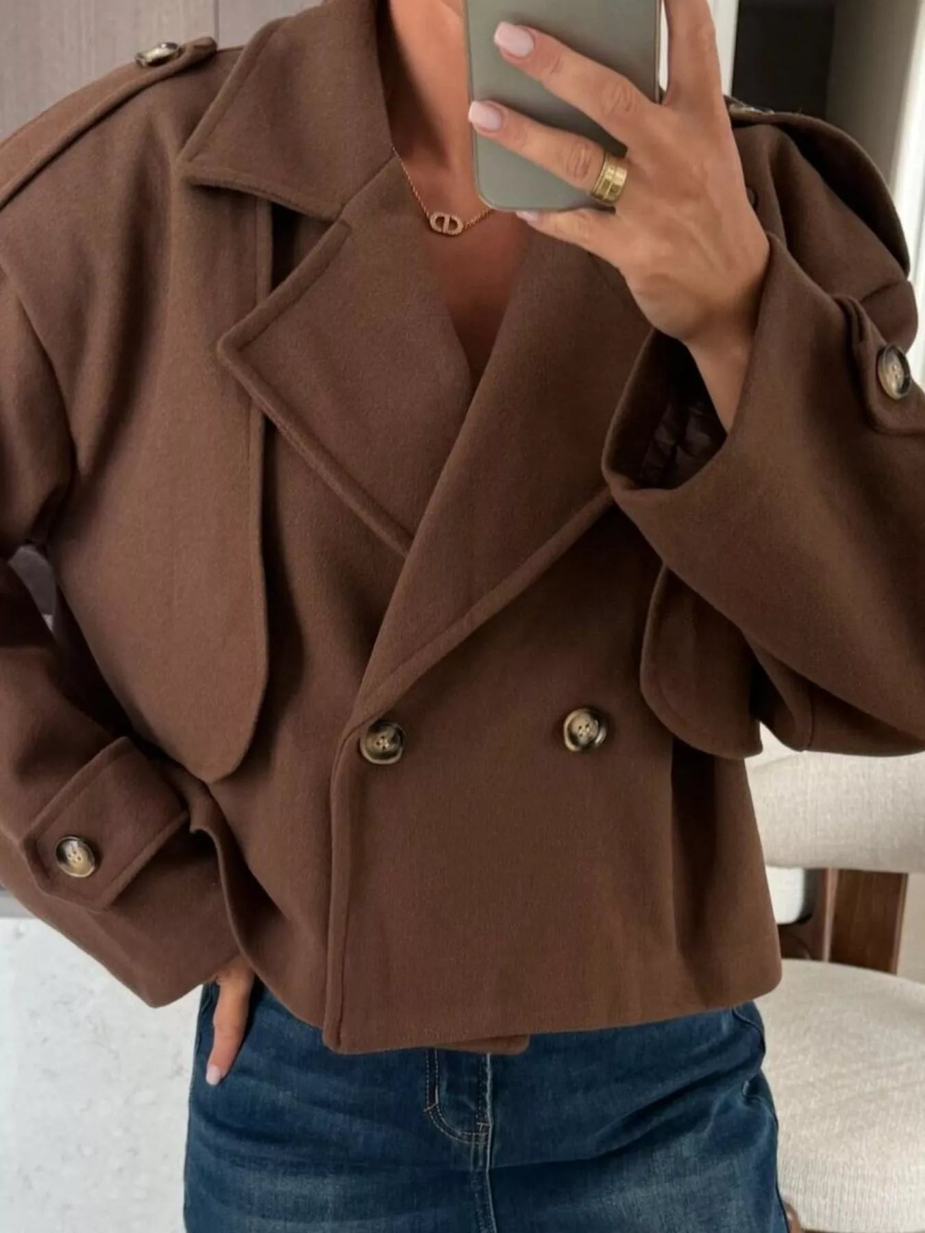 Double-Breasted Cropped Outerwear