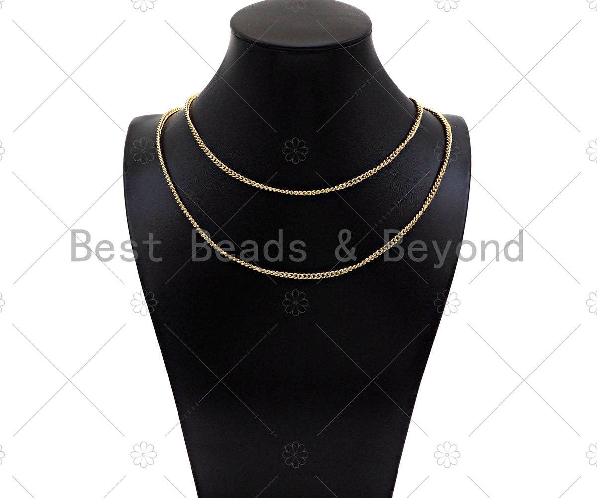3x4mm High Quality Thin Flat Curb Chain by Yard, 18K Real Gold plated Gold Plated Cuban Chain, Wholesale bulk Chain, sku#M397