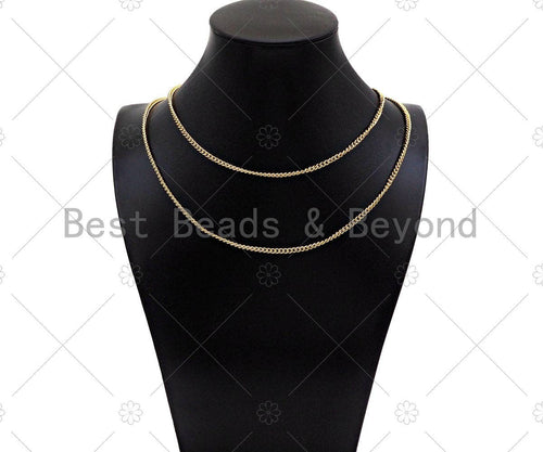 3x4mm High Quality Thin Flat Curb Chain by Yard, 18K Real Gold plated Gold Plated Cuban Chain, Wholesale bulk Chain, sku#M397
