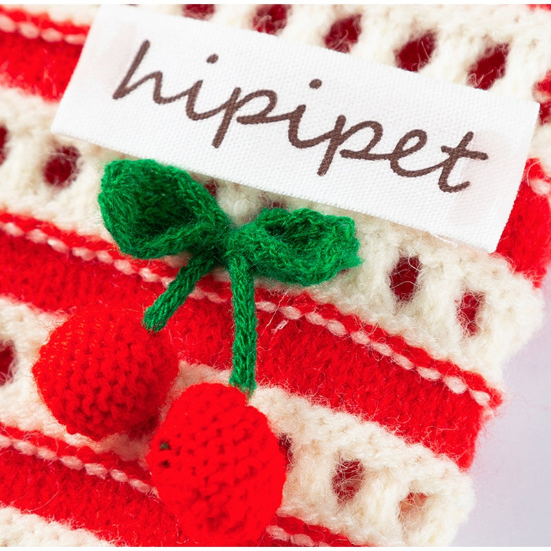 Autumn And Winter Dog Clothing, Warm, Hollowed-out Knitted Cherry Small Dog, Teddy Bichon, Cat Sweater, Pet Clothing