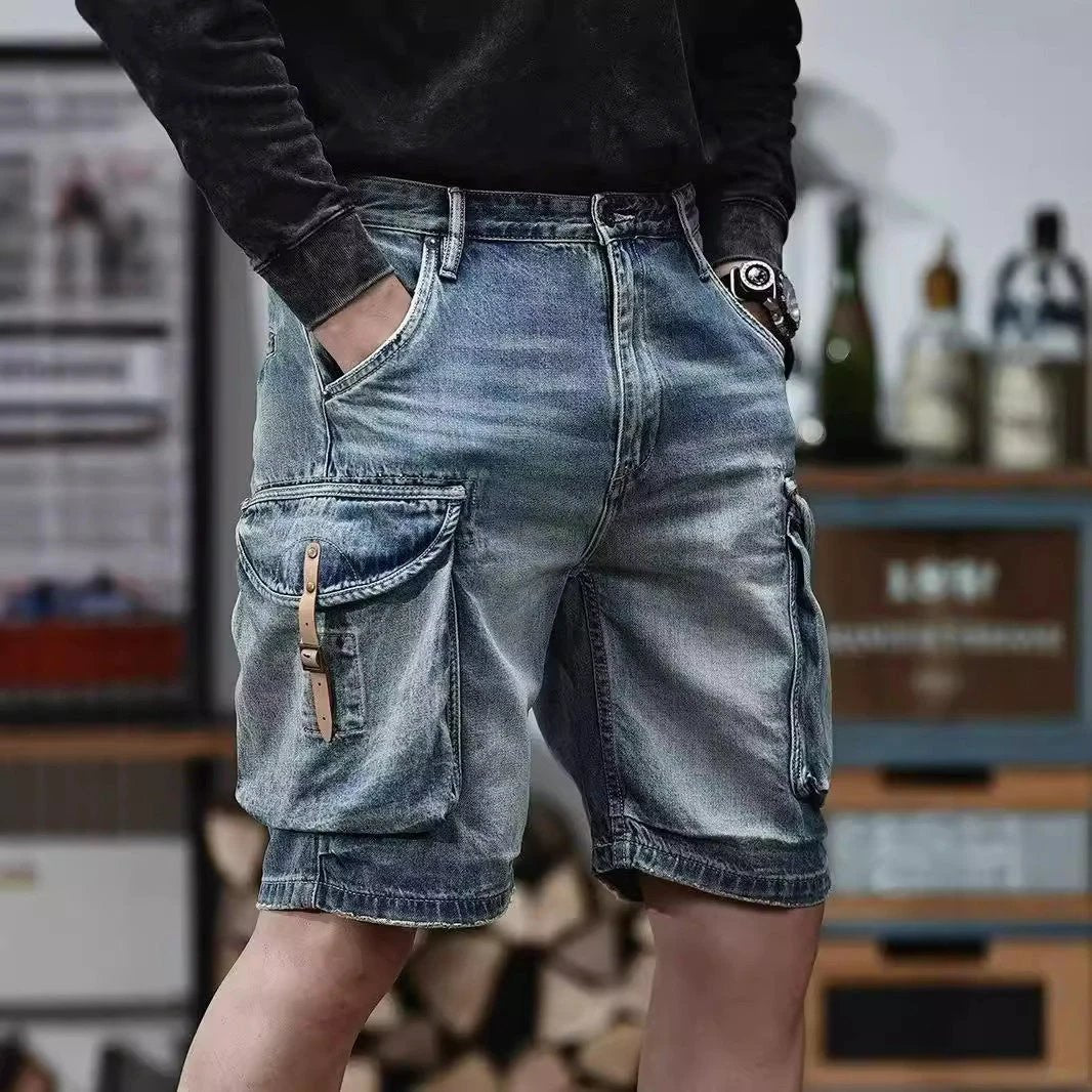 Men's Blue Denim Cargo Shorts