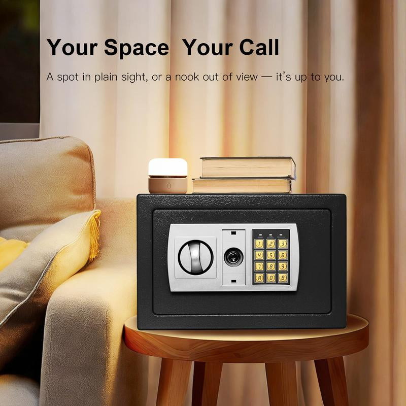 Valentine'S Day Gift: Mini Safe Box with Key & Password Lock, Double Protection Security Safe for Home Office Hotel, Perfect Gift for Him/Her to Store Cash Jewelry Watch