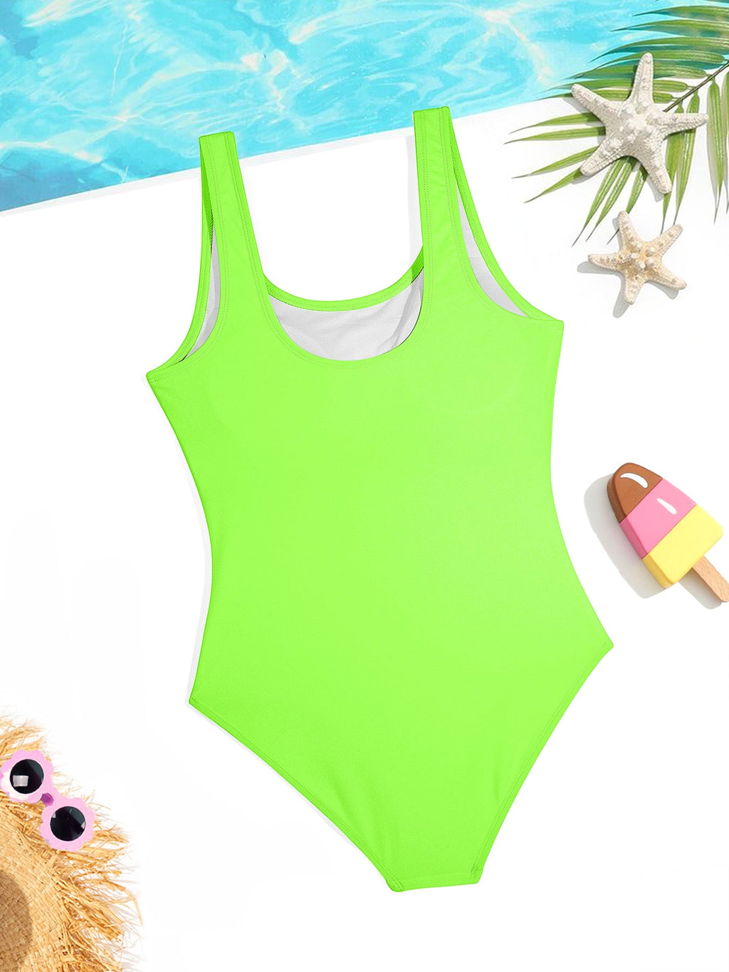 Baby Unicorn with Pink Roses Girls' Summer One-Piece Swimsuit (Front Printing)