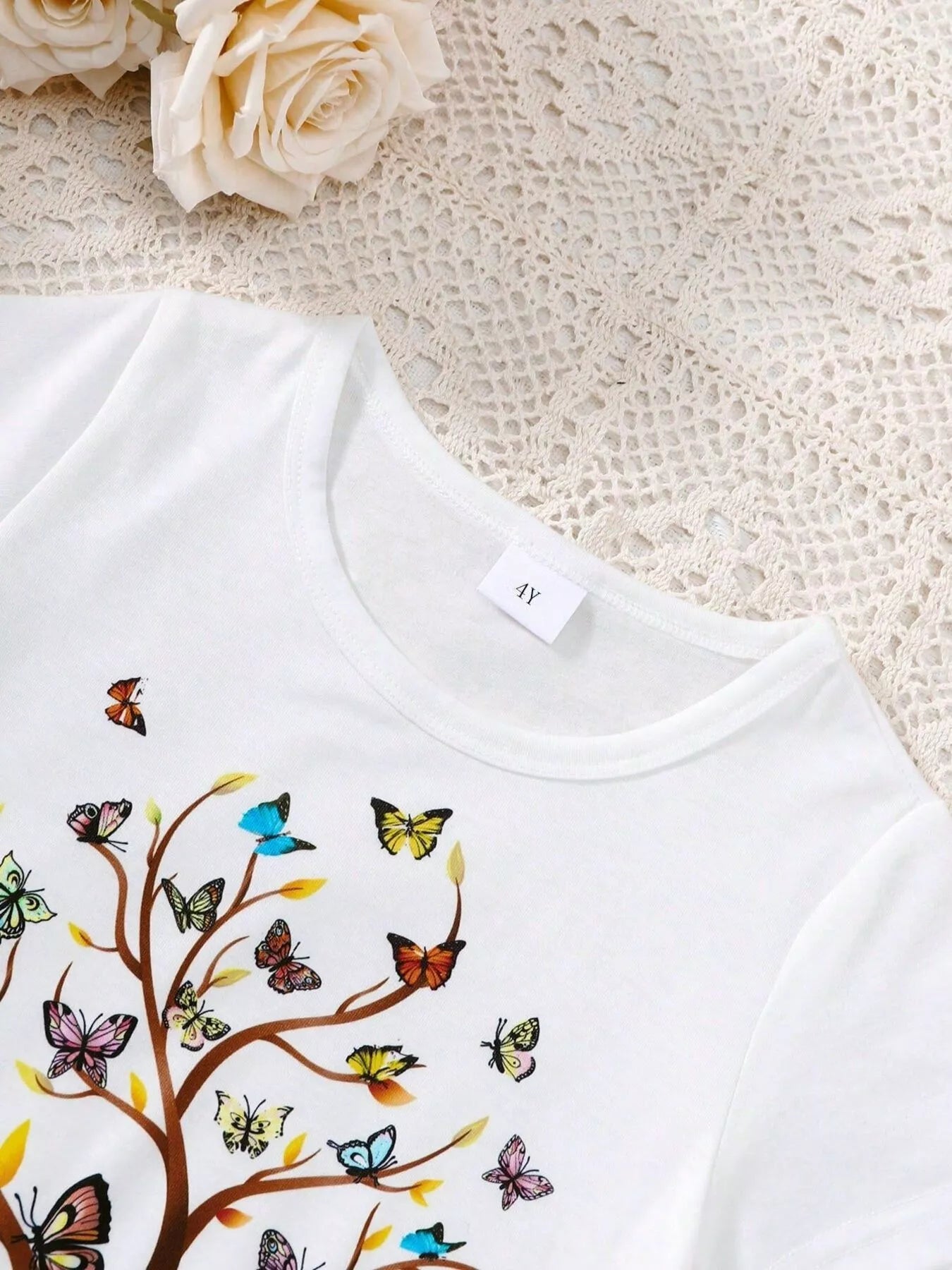 Children's Butterfly Tree Graphic Casual T-Shirt