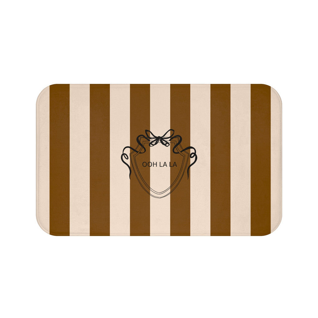 Striped 'Ooh La La' Bath Mat — Brown & Beige Bathroom Rug