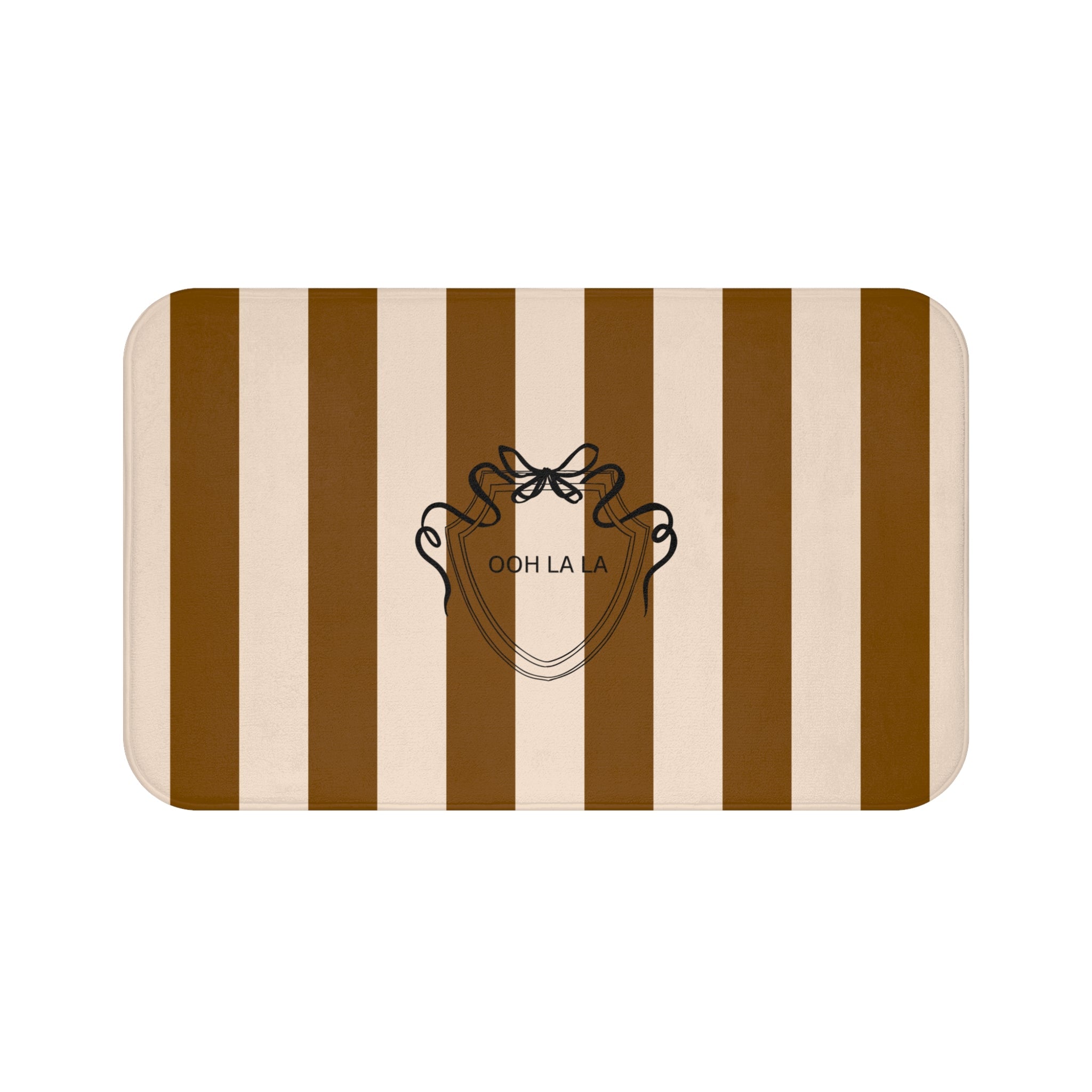 Striped 'Ooh La La' Bath Mat — Brown & Beige Bathroom Rug