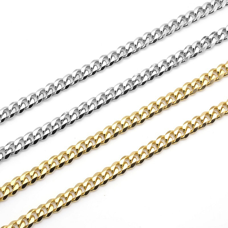 Stainless Steel Six-sided Grinding Chain Cuban Necklaces
