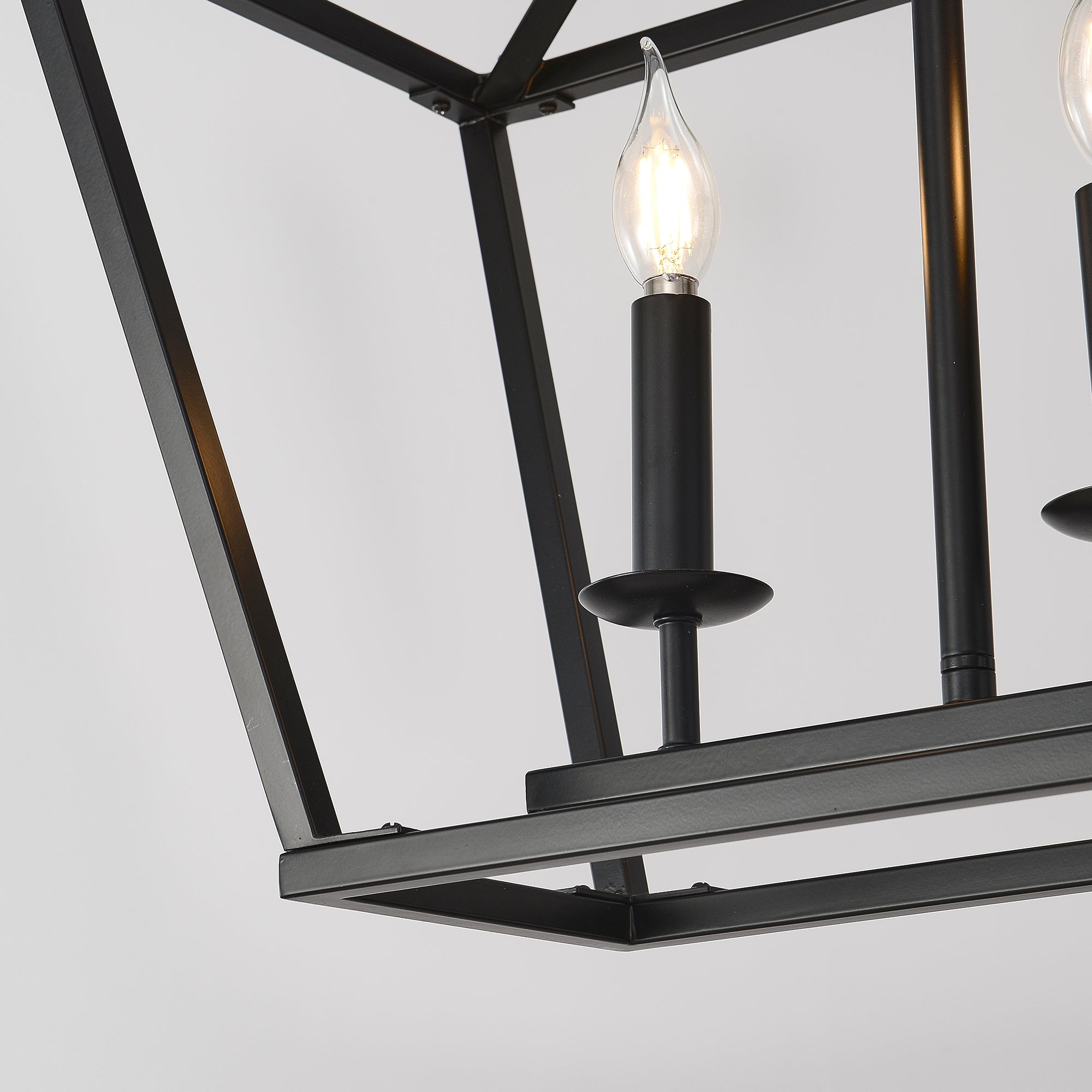 Chandelier Industrial Linear 5-Light Matte Black Metal Pendant 39 In