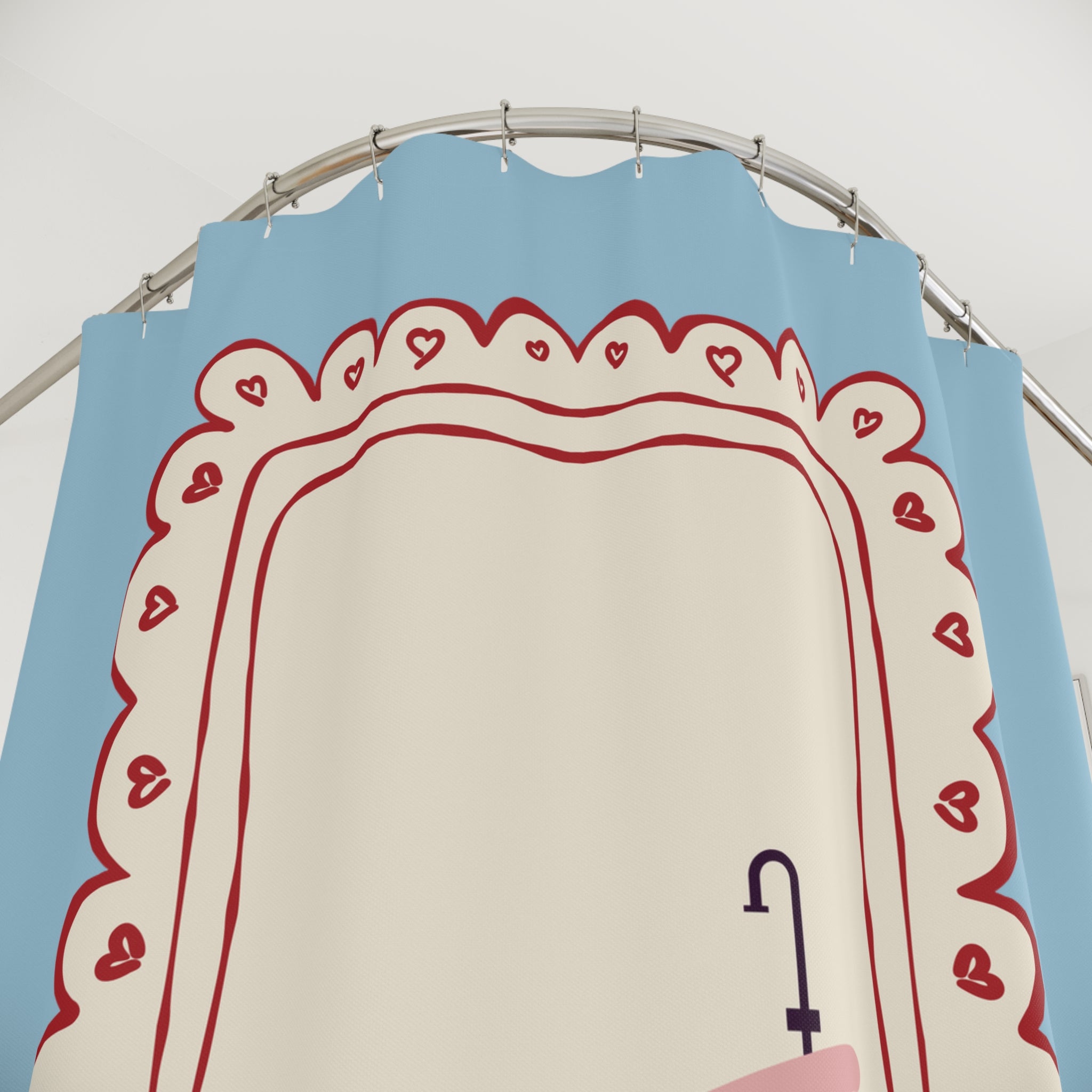 Vintage Girly Shower Curtain, PALE BLUE |  Feminine Bathroom Decor