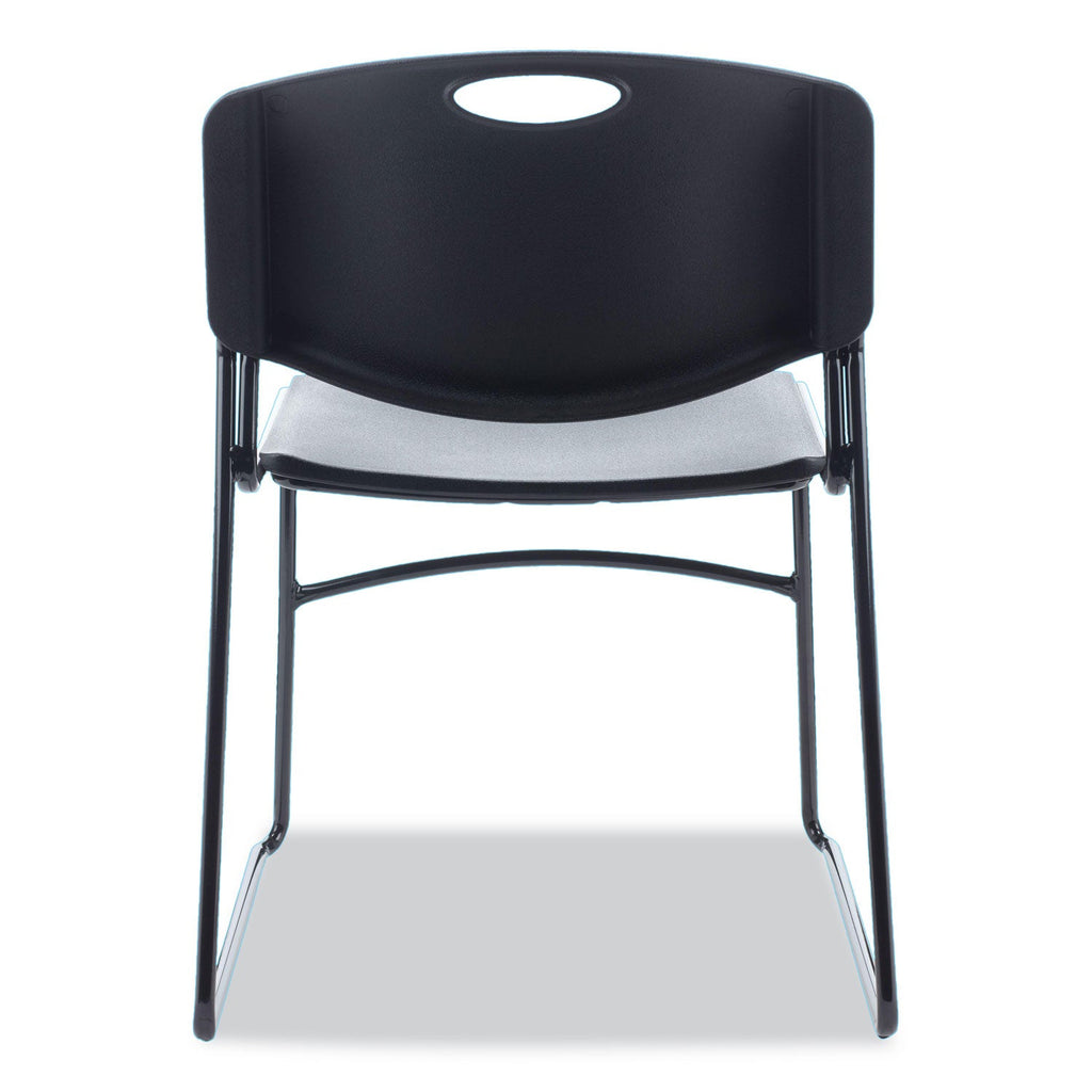 Alera Resin Stacking Chair, Supports Up to 275 lb, Black Seat/Back, Black Base, 4/Carton