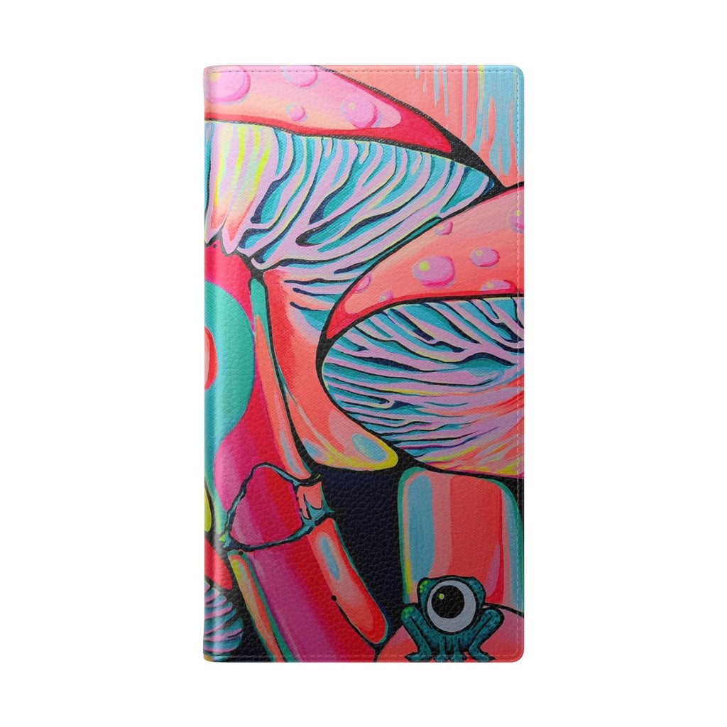 Trippy Mushrooms Flip Phone Case – Wallet Cover with Card Slots