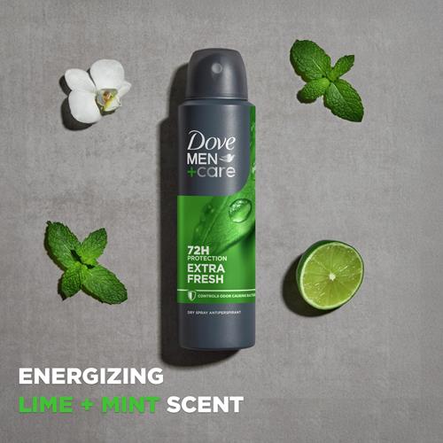 Dove Men+Care Antiperspirant Deodorant Dry Spray For Men Extra Fresh 72-Hour Sweat And Odor Protection With Triple Defense Technology 3.8 Oz