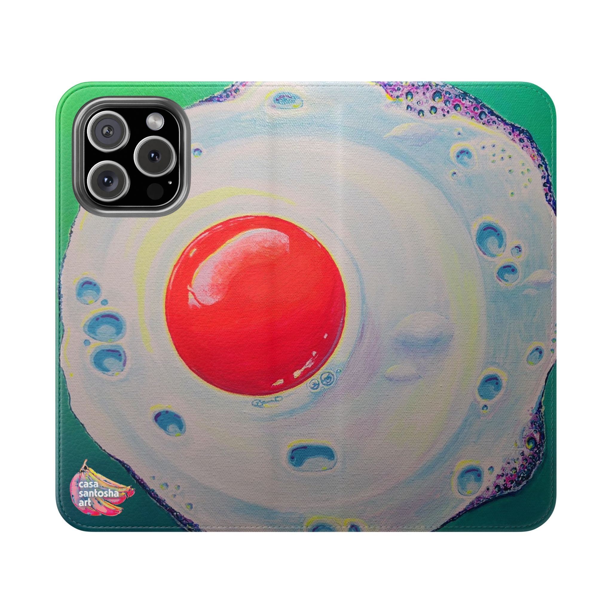 Neon Fried Egg Flip Phone Case – Wallet Cover with Card Slots