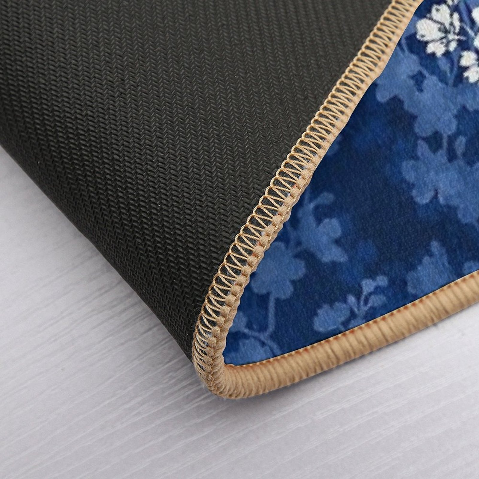 Sakura Blossom in Deep Blue  Fade-Resistant Bath Mat