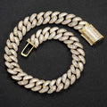 20mm Fully Diamond-Encrusted Square Zircon Cuban Chain Hip-Hop Necklace