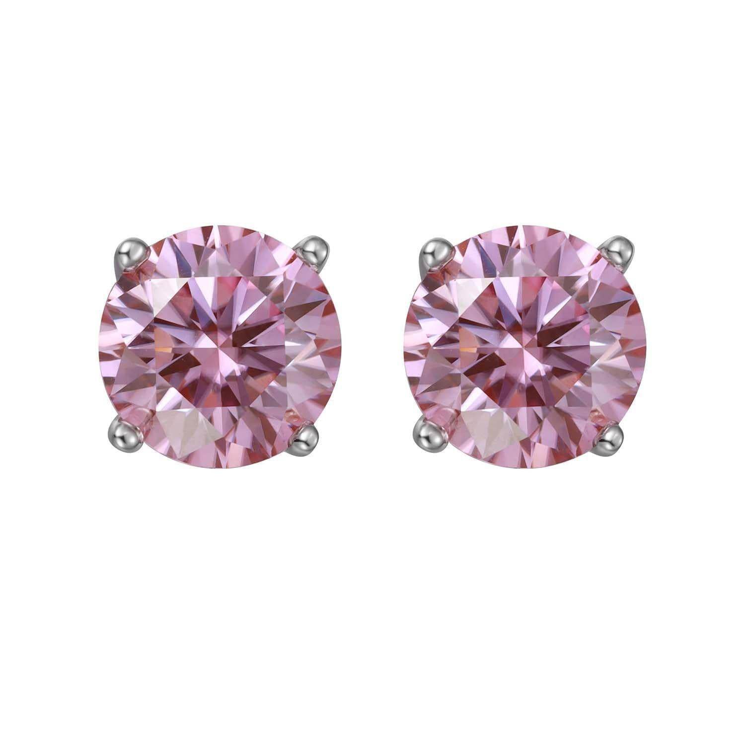 S925 Multicolor Moissanite 4-Prong Stud Earrings, 10 Color 0.5-3ct D-Grade VVS Certificate, Unisex Hypoallergenic Sterling Silver Gift