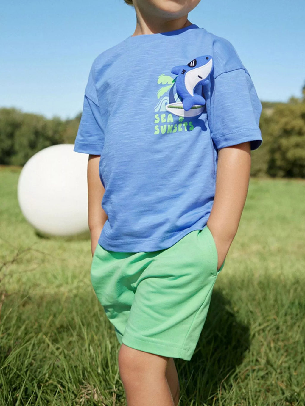 Children's Shark Graphic Round Neck T-Shirt