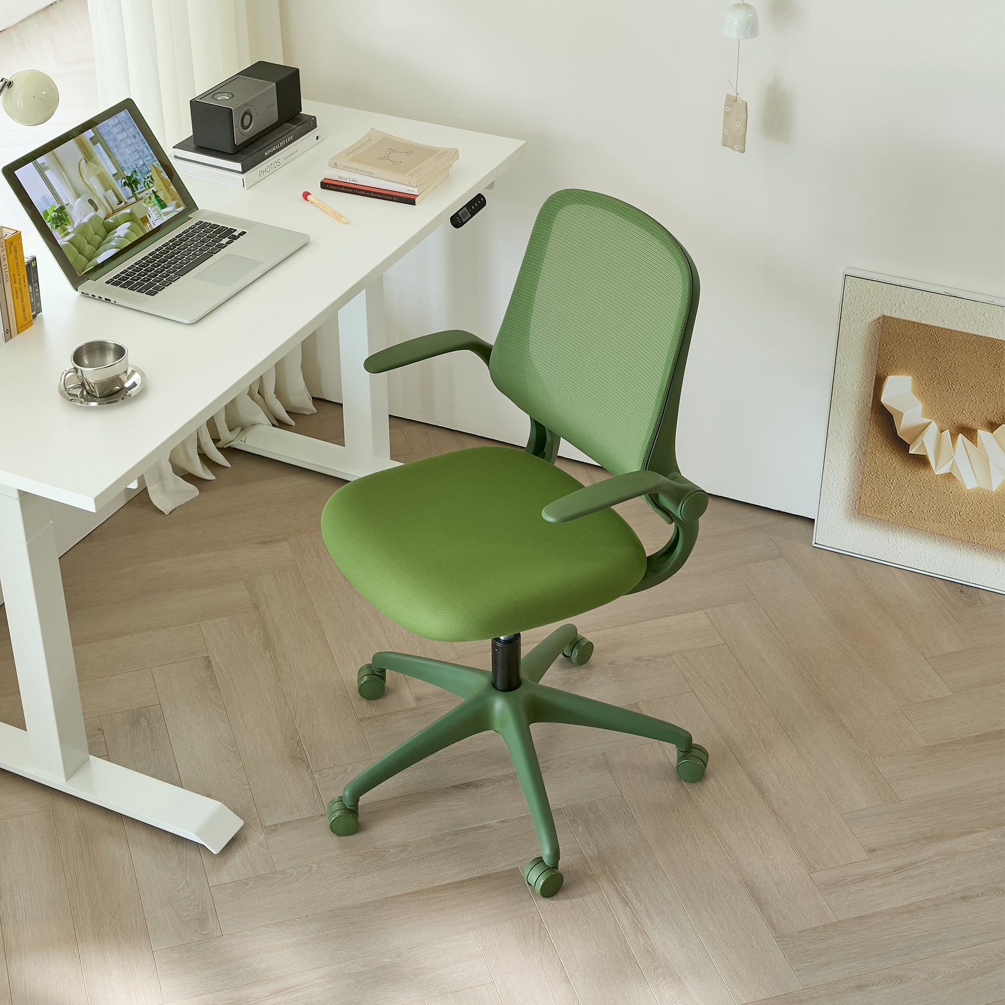 Ergonomic Office Chair Mesh High-Back Green 350 LB Flip-Up Arms Swivel