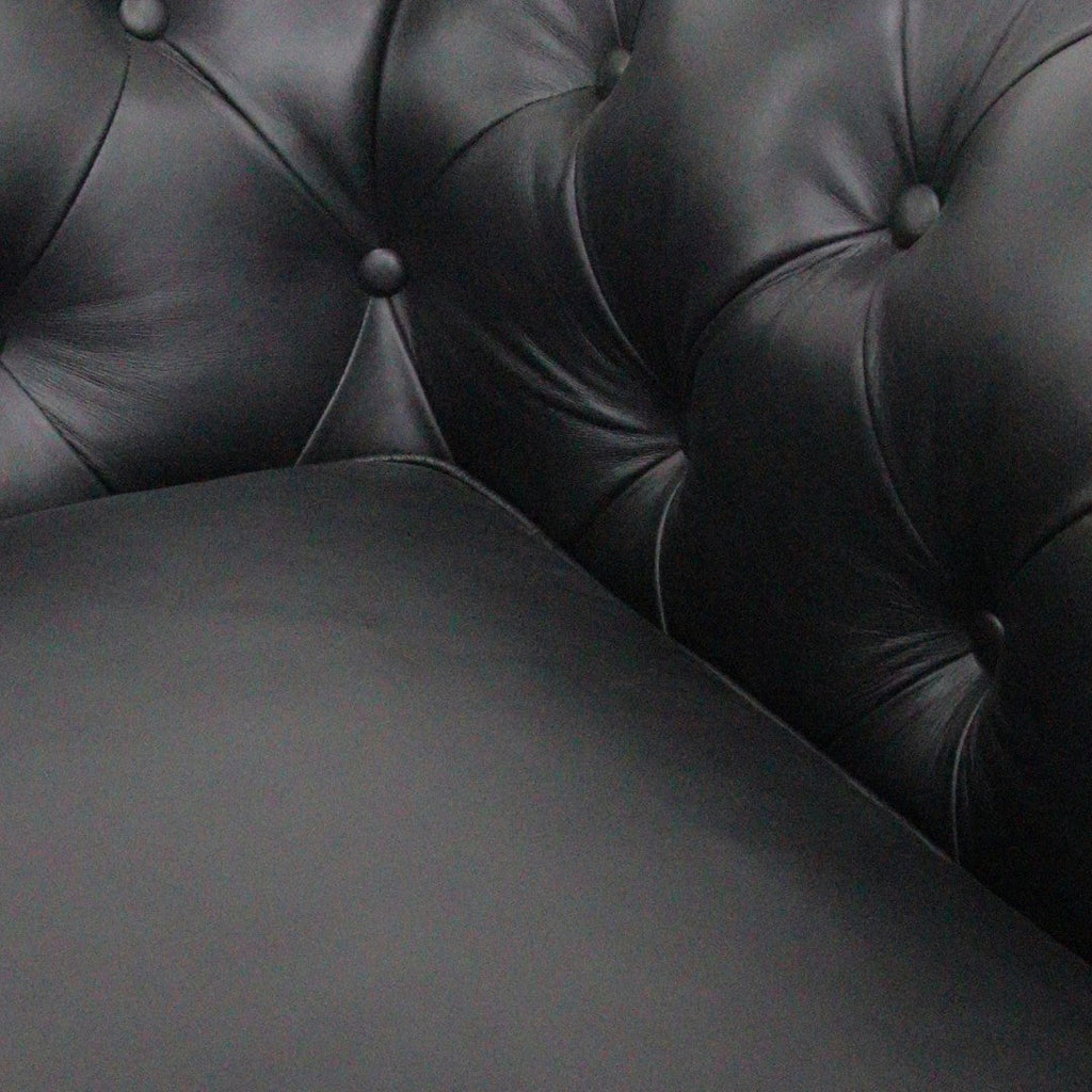 Belgravia Chesterfield Top Grain Leather Sofa with Tufted Back & Rolled Arms