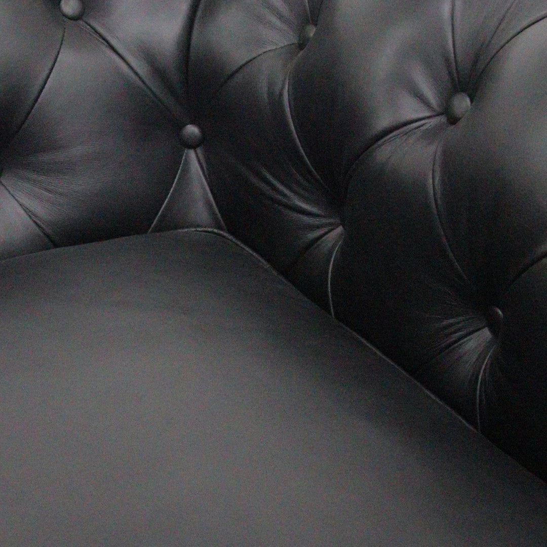 Belgravia Chesterfield Top Grain Leather Sofa with Tufted Back & Rolled Arms