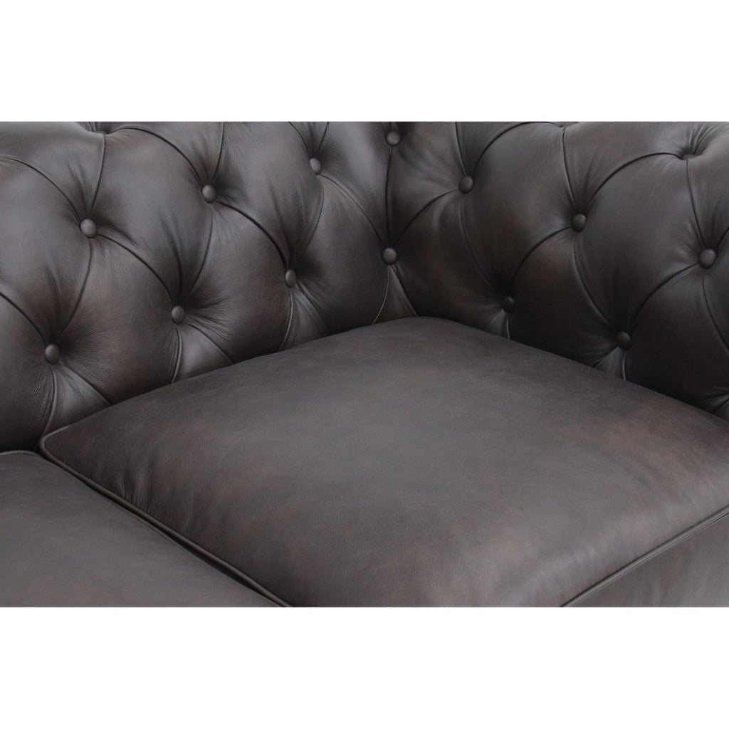 Belgravia Chesterfield Top Grain Leather Sofa with Tufted Back & Rolled Arms