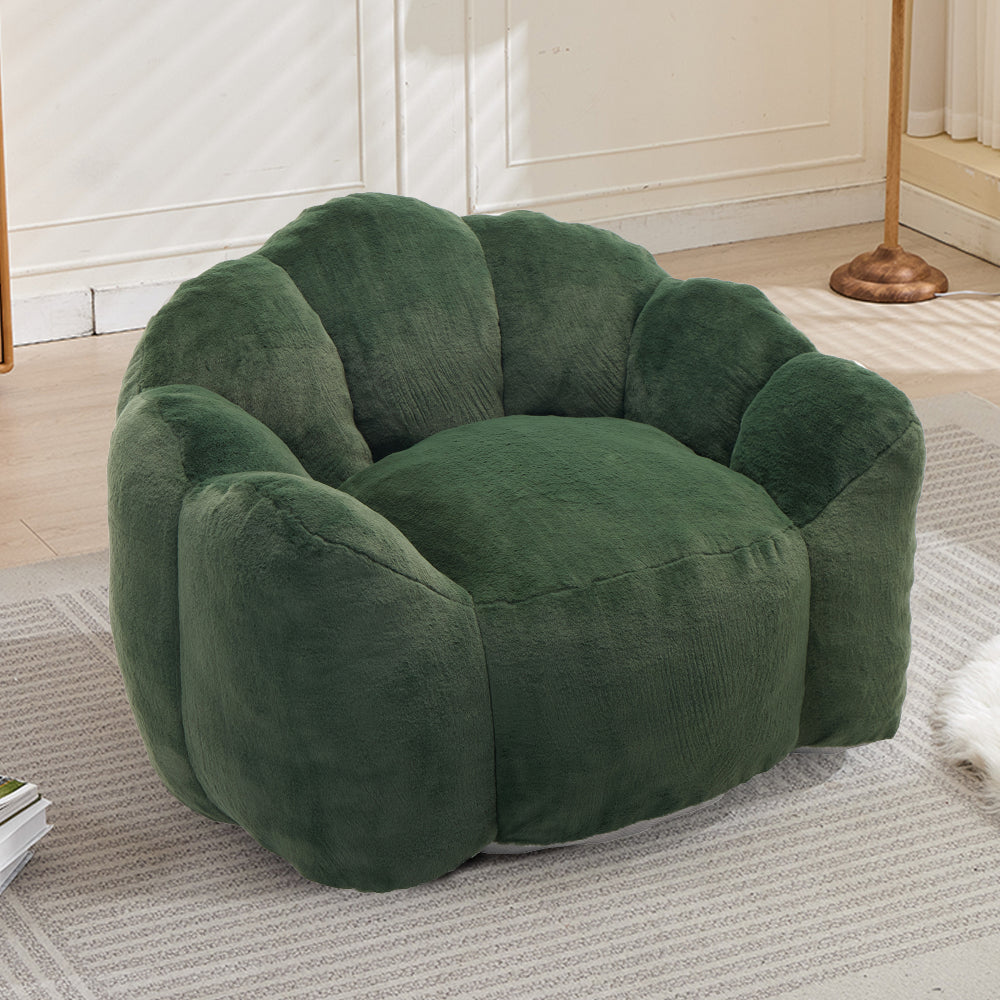 Lotus Bean Bag Sofa Chair | No-Assembly Memory Foam Lounger with Pull Ring & Anti-Fouling Fabric — 6 Colors