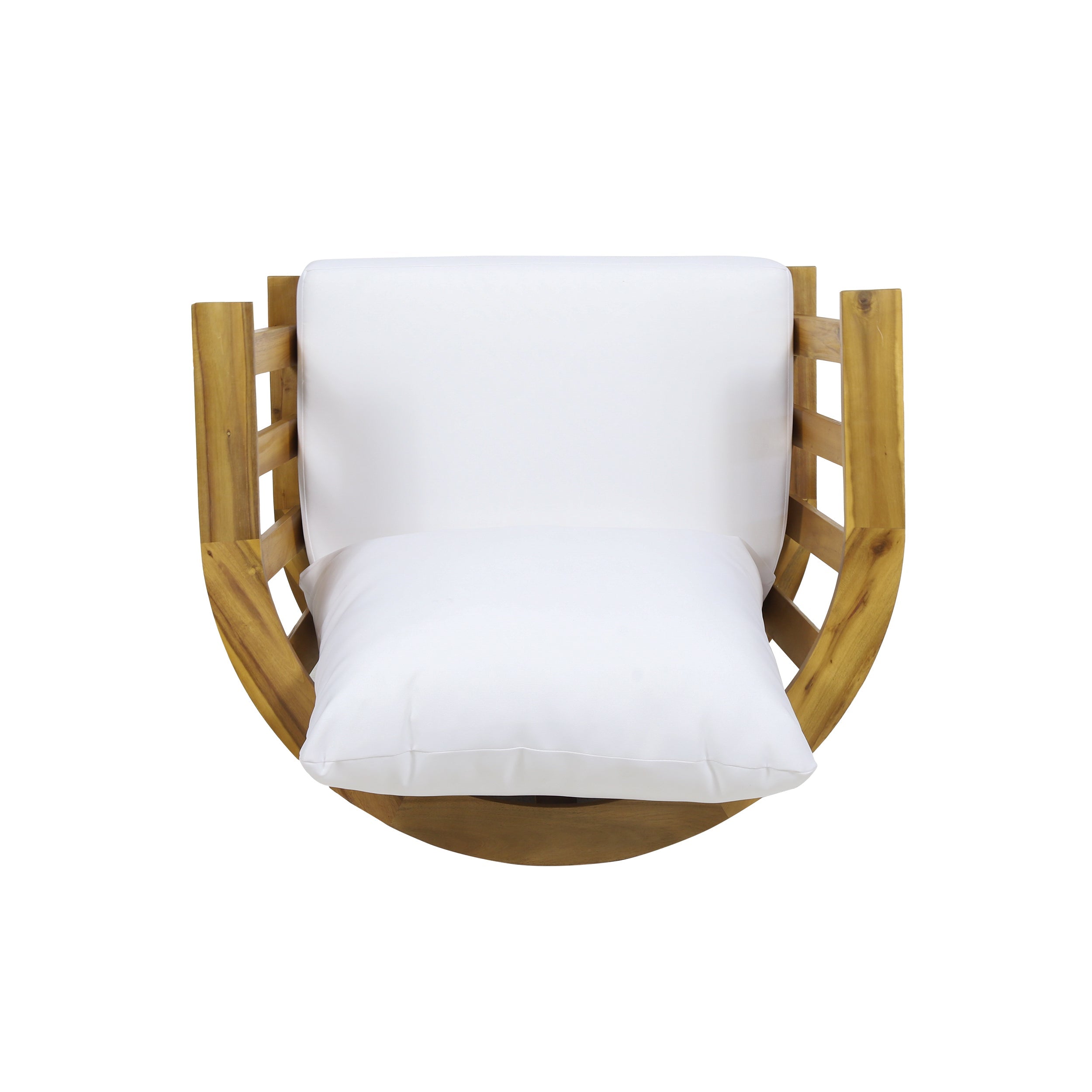 Outdoor Club Chair Acacia Wood White Water-Resistant Cushion 32x27x25.5 In