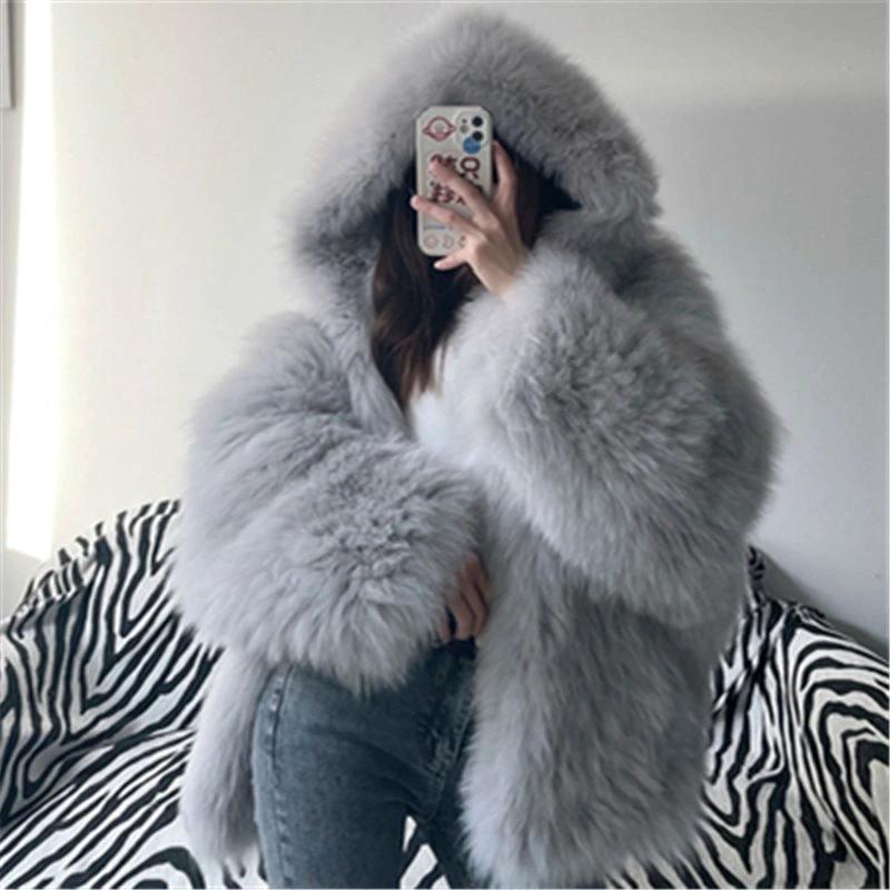 Fashion Long Sleeve Fluffy Coat Women
